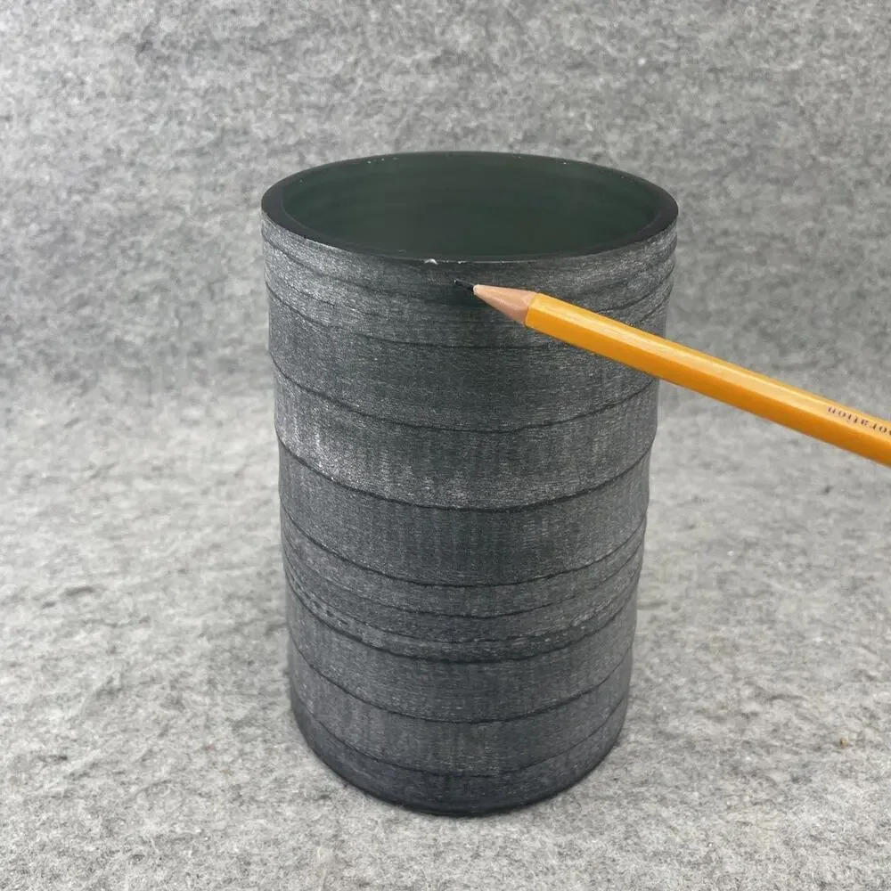 Vintage 2000s Eichholtz Of Ámsterdam Art Glass Vase Smoke Gray Cylindrical